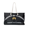 "Powered by Closings" Cheers Black/White Travel Tote