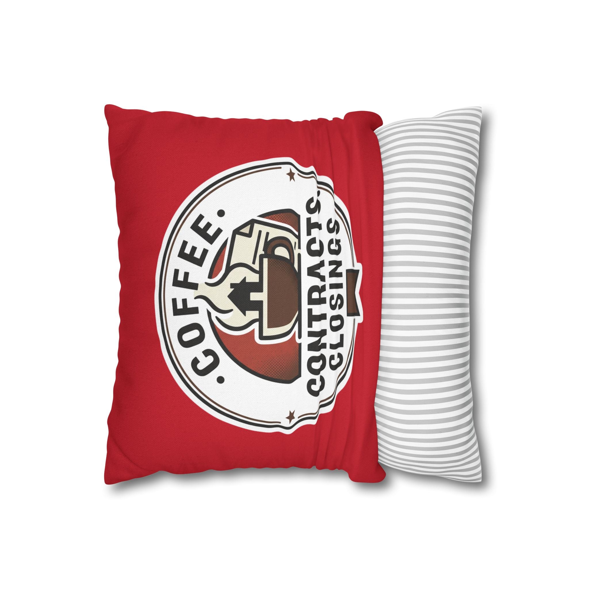 Real Estate Coffee Pillowcase — "Coffee. Contracts. Closings." for Throw Pillow