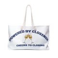 "Powered by Closings" Cheers Navy/White Travel Tote