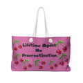 Weekender Bag — "Lifetime Agent No Procrastination" Cherry Print Travel Tote