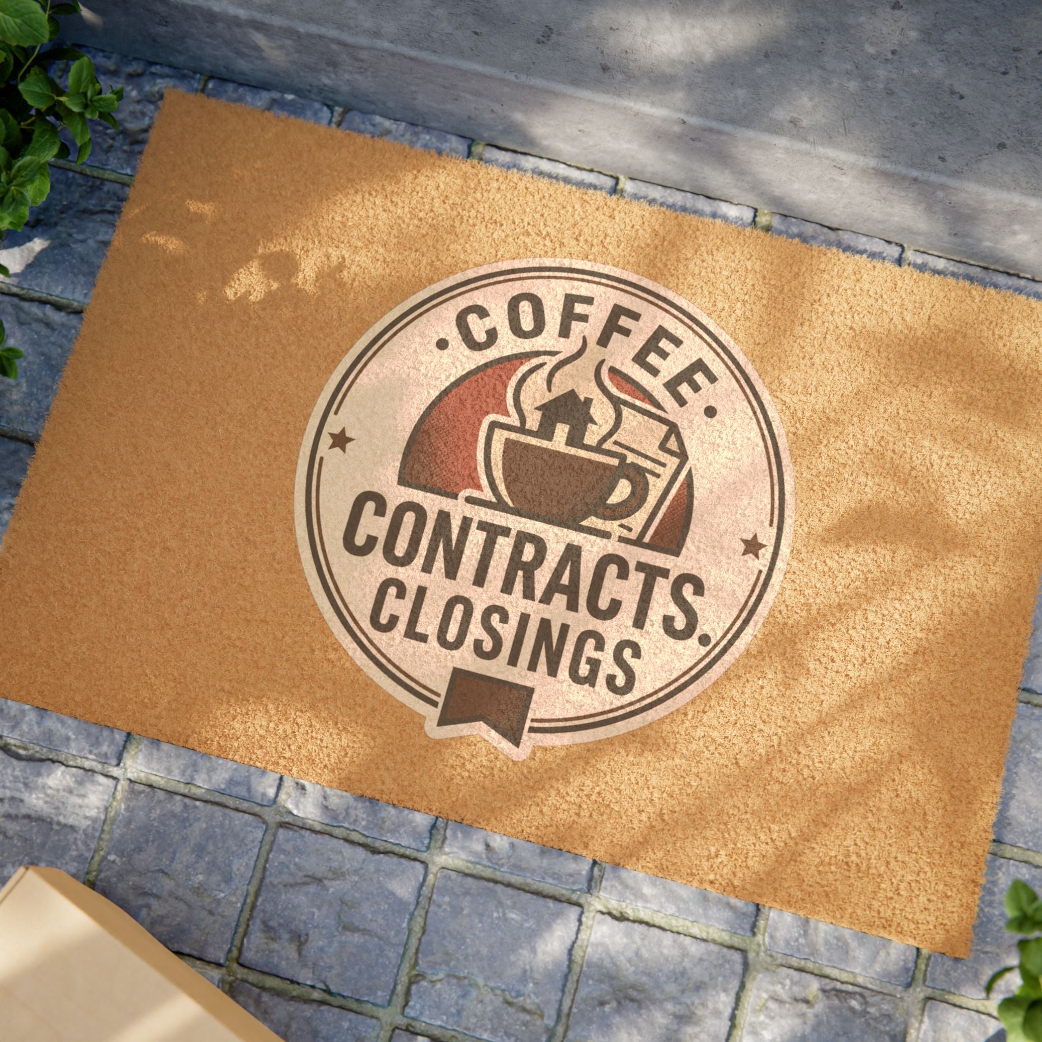 Coffee Contracts Closings Doormat — Realtor Welcome Mat
