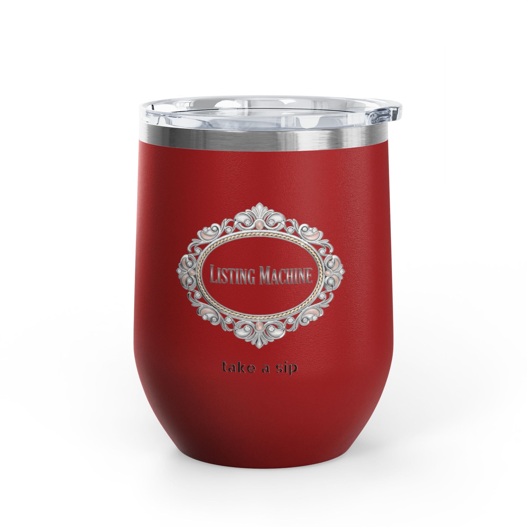 Wine Tumbler — Listing Machine "take a sip" Insulated 12oz Travel Cup