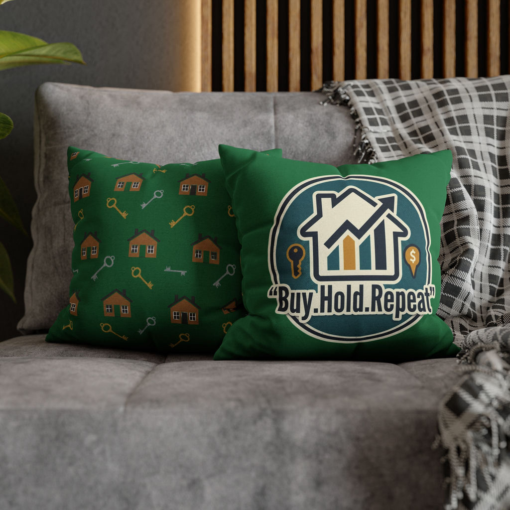 Buy. Hold. Repeat. Real Estate Pillowcase – Decorative Spun Polyester Cushion Cover