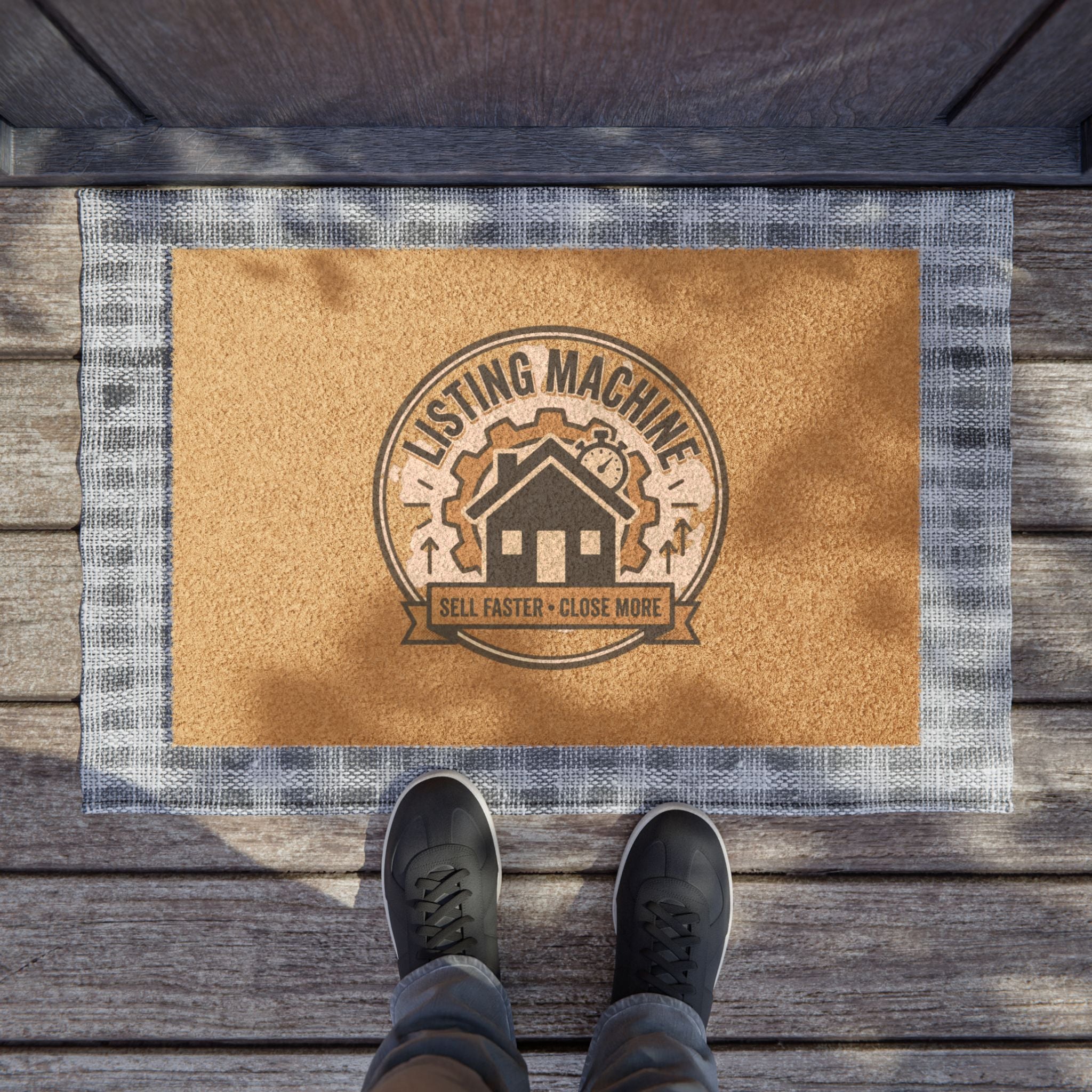 Listing Machine Doormat — “Sell Faster • Close More” Real Estate Welcome Mat