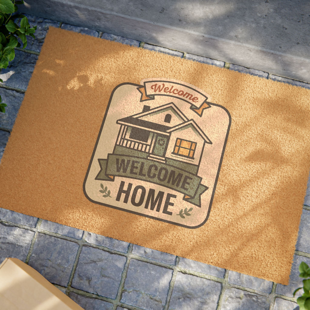 Welcome Home Doormat - Rustic House Entryway Coir Mat