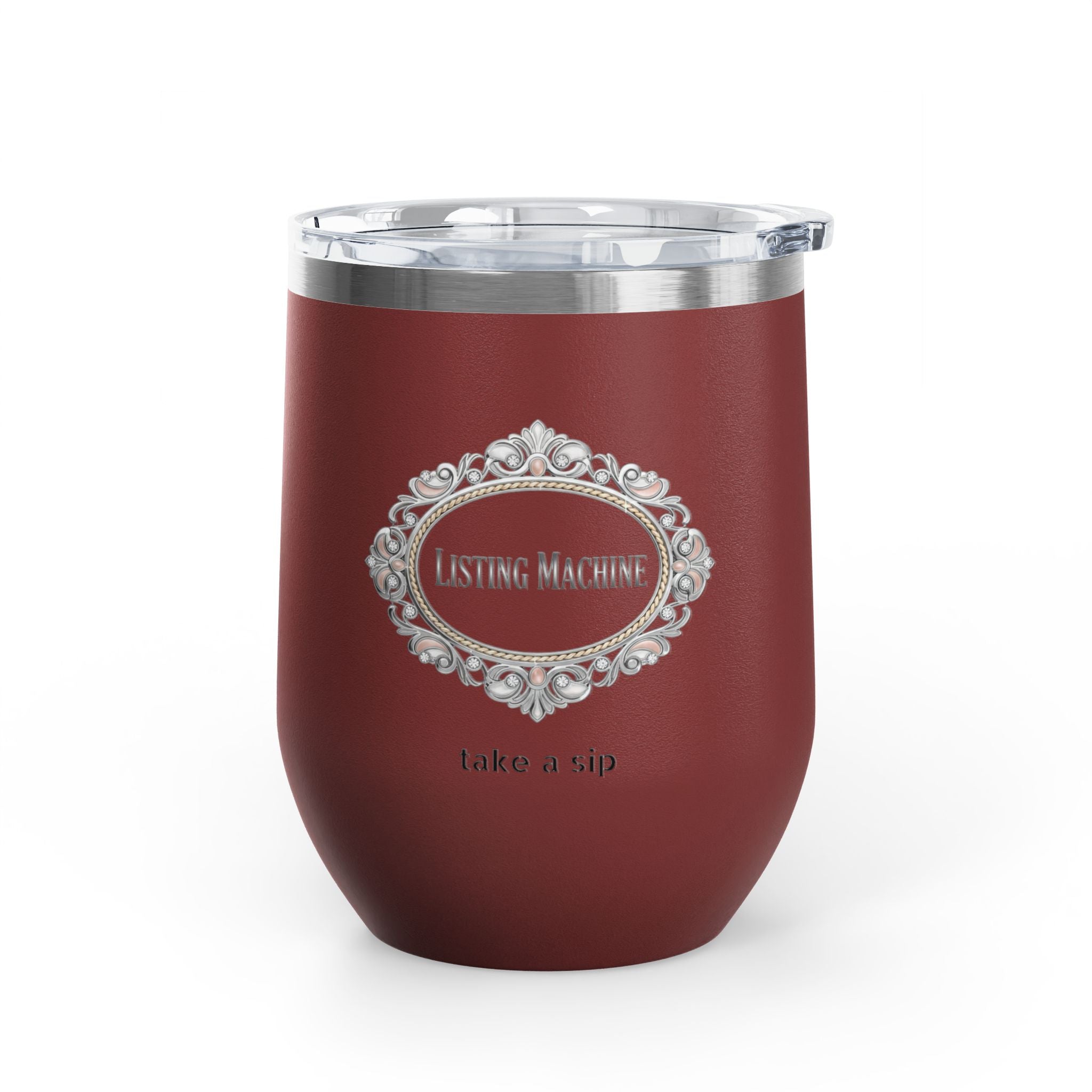 Wine Tumbler — Listing Machine "take a sip" Insulated 12oz Travel Cup