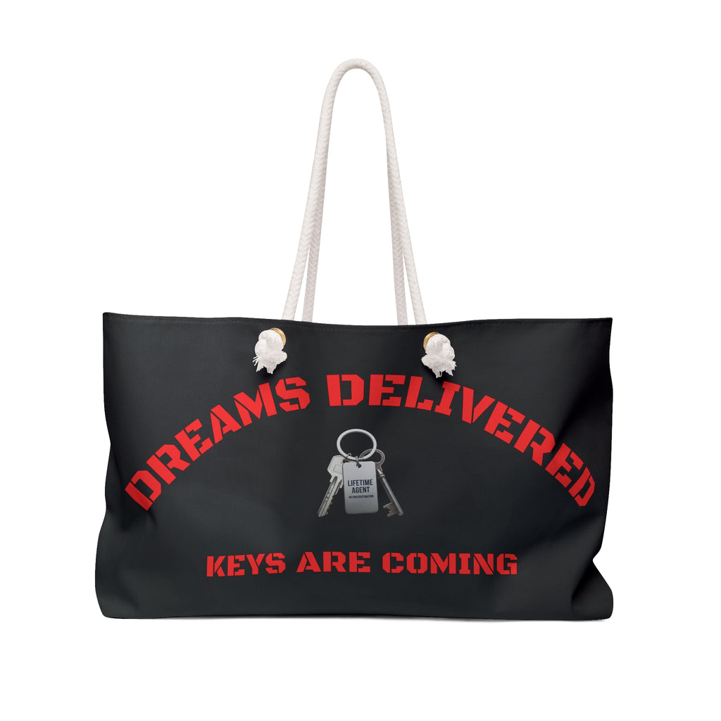 "Dreams Delivered" Black/Red Key Travel Tote