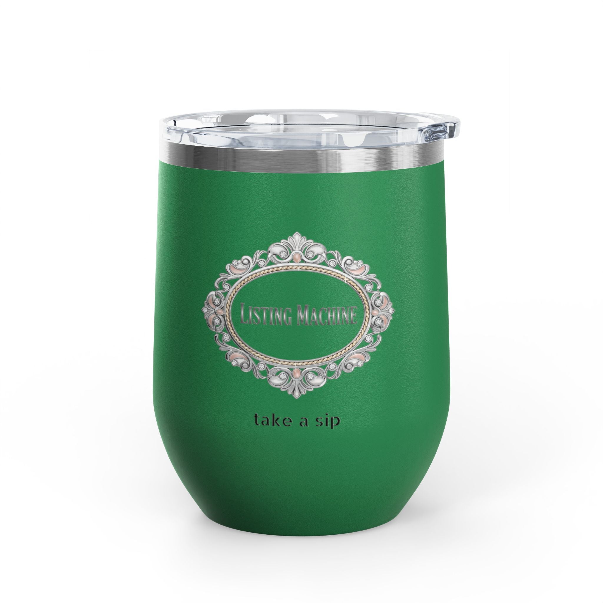 Wine Tumbler — Listing Machine "take a sip" Insulated 12oz Travel Cup