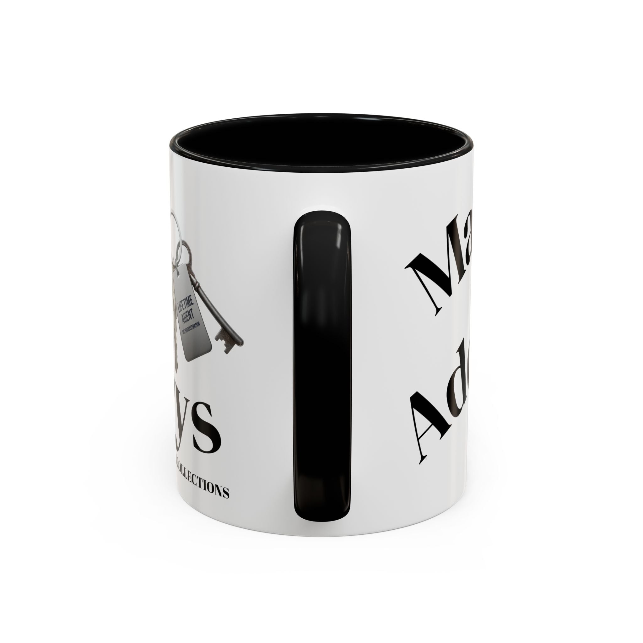 Accent Coffee Mug — 'Keys to Manifest' Black-Accent Inspirational Coffee Mug