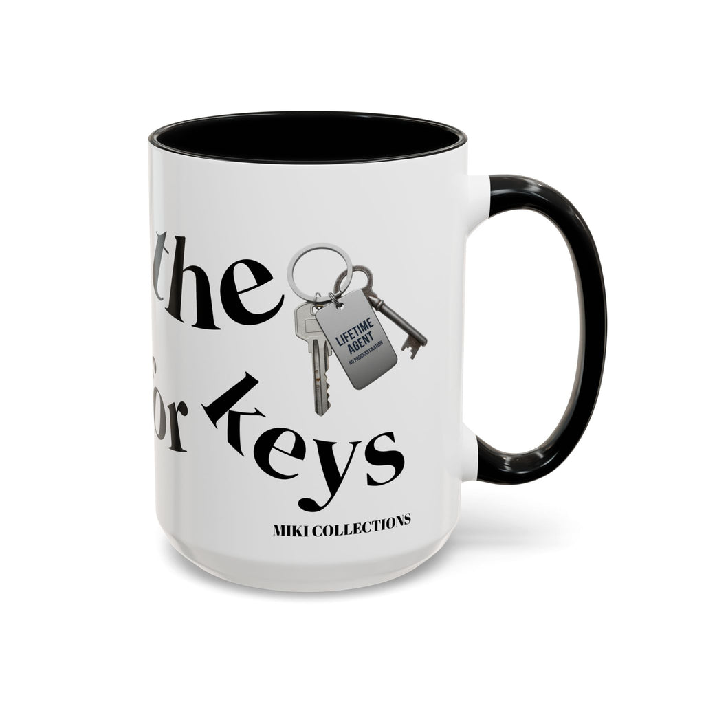 Accent Coffee Mug — 'Keys to Manifest' Black-Accent Inspirational Coffee Mug