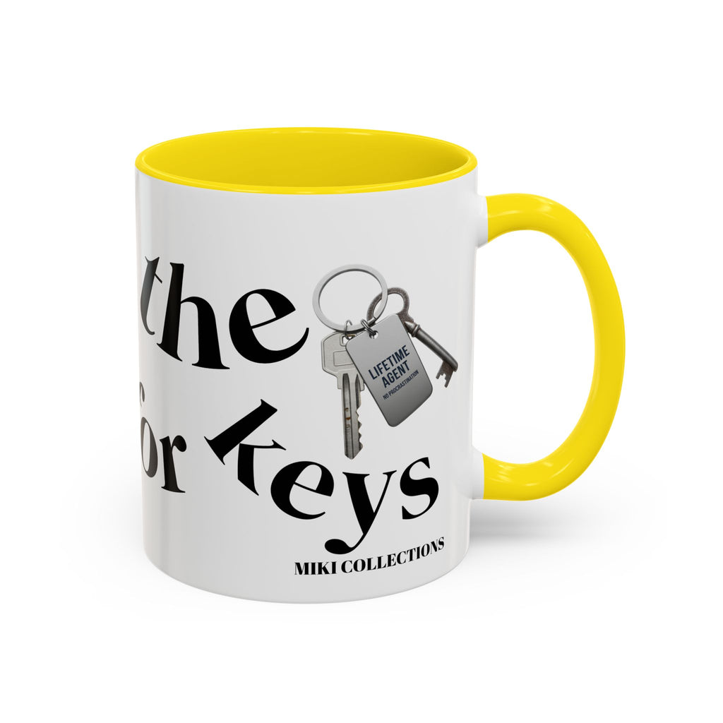 Accent Coffee Mug — 'Keys to Manifest' Black-Accent Inspirational Coffee Mug