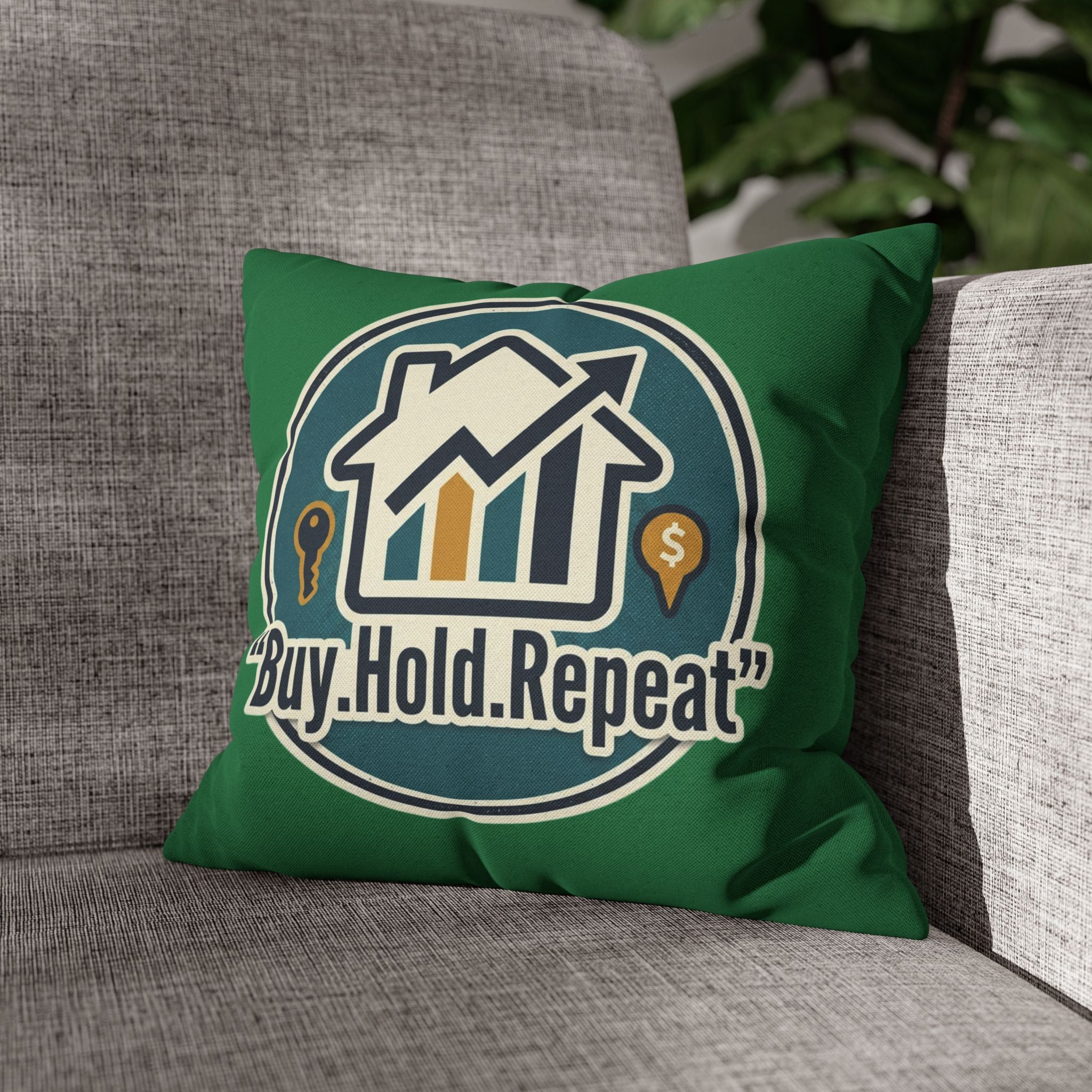 Buy. Hold. Repeat. Real Estate Pillowcase – Decorative Spun Polyester Cushion Cover