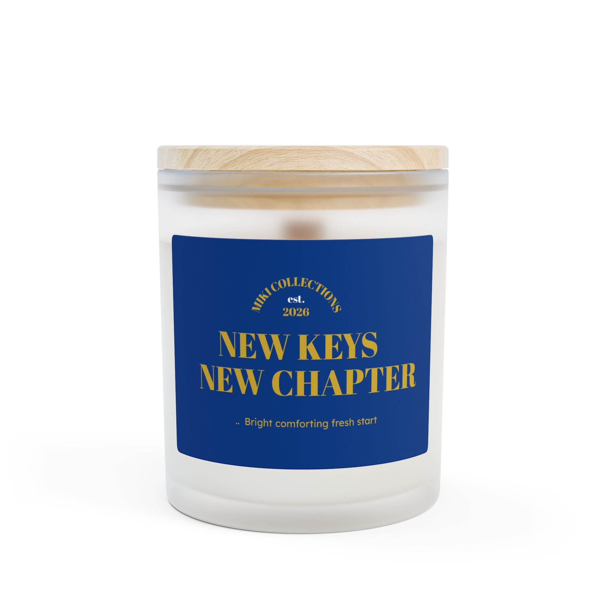"New Keys New Chapter" Frosted Glass Candle, 11oz