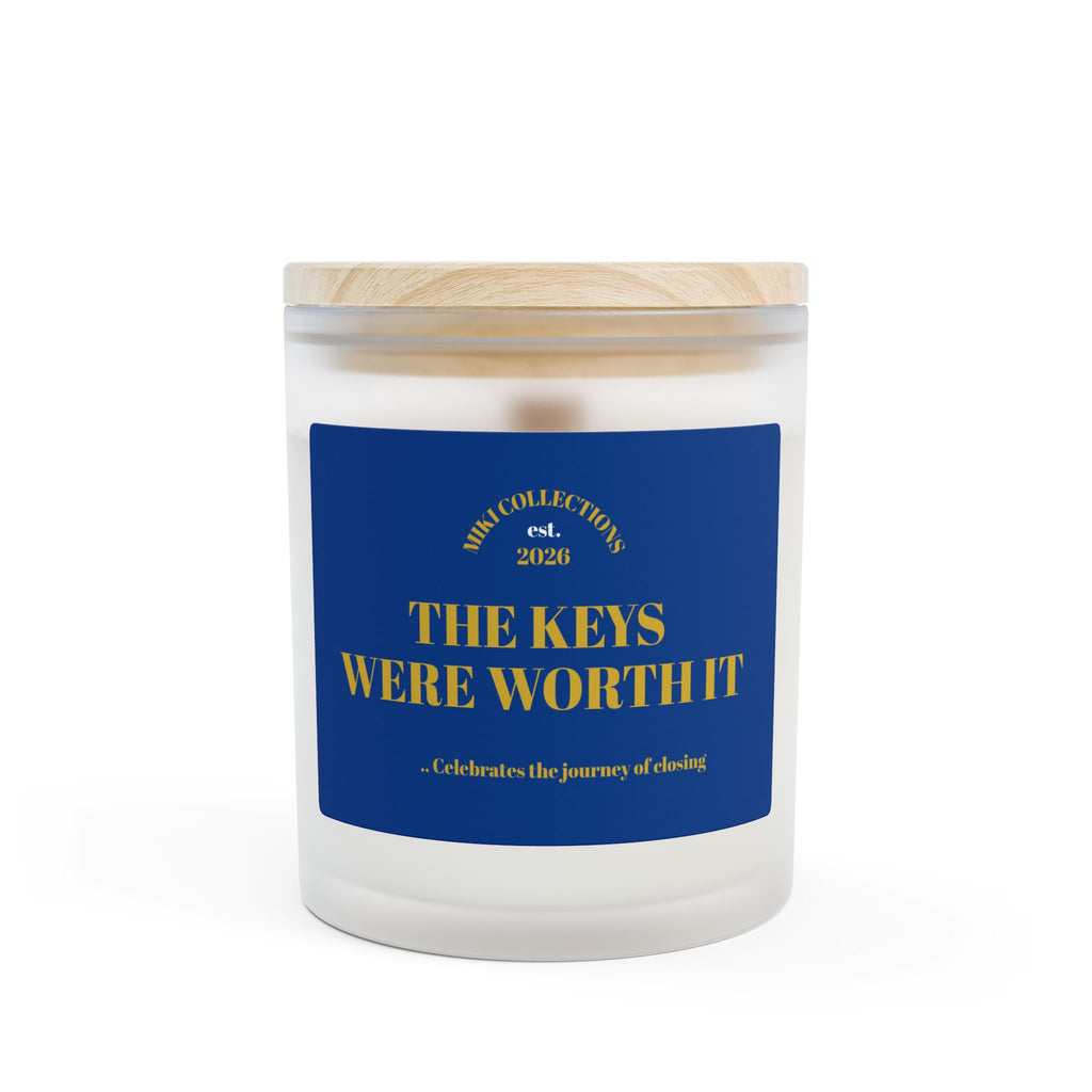 Celebration Candle — “The Keys Were Worth It” Frosted Glass 11oz