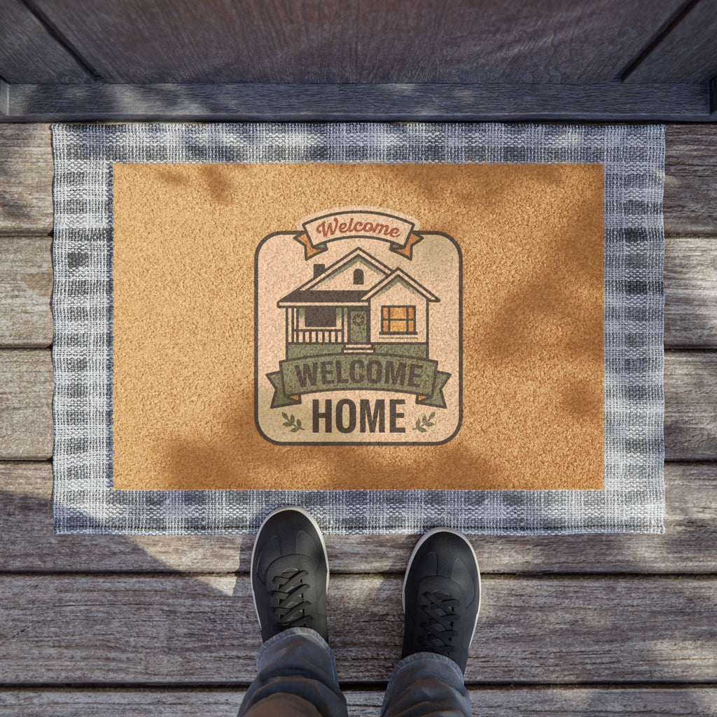 Welcome Home Doormat - Rustic House Entryway Coir Mat