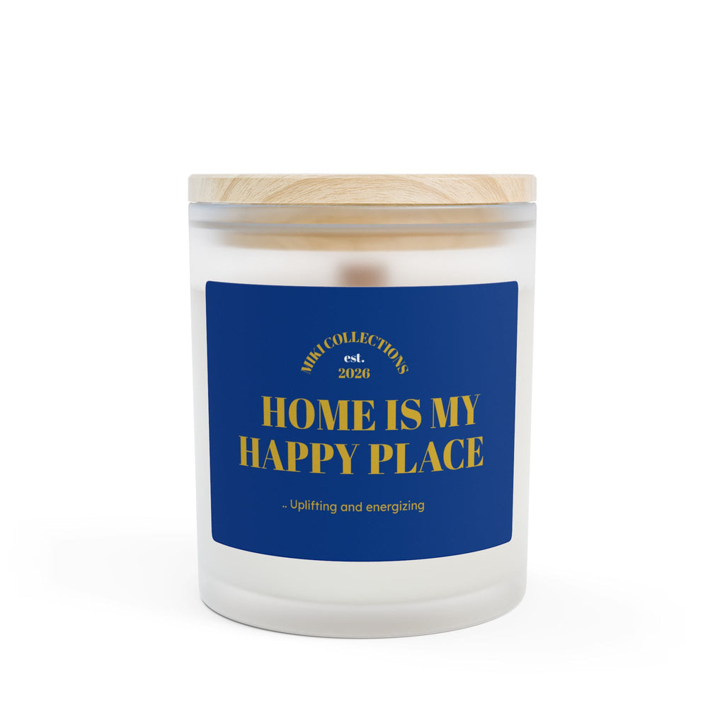 "Home Is My Happy Place" Frosted Glass Candle, 11oz