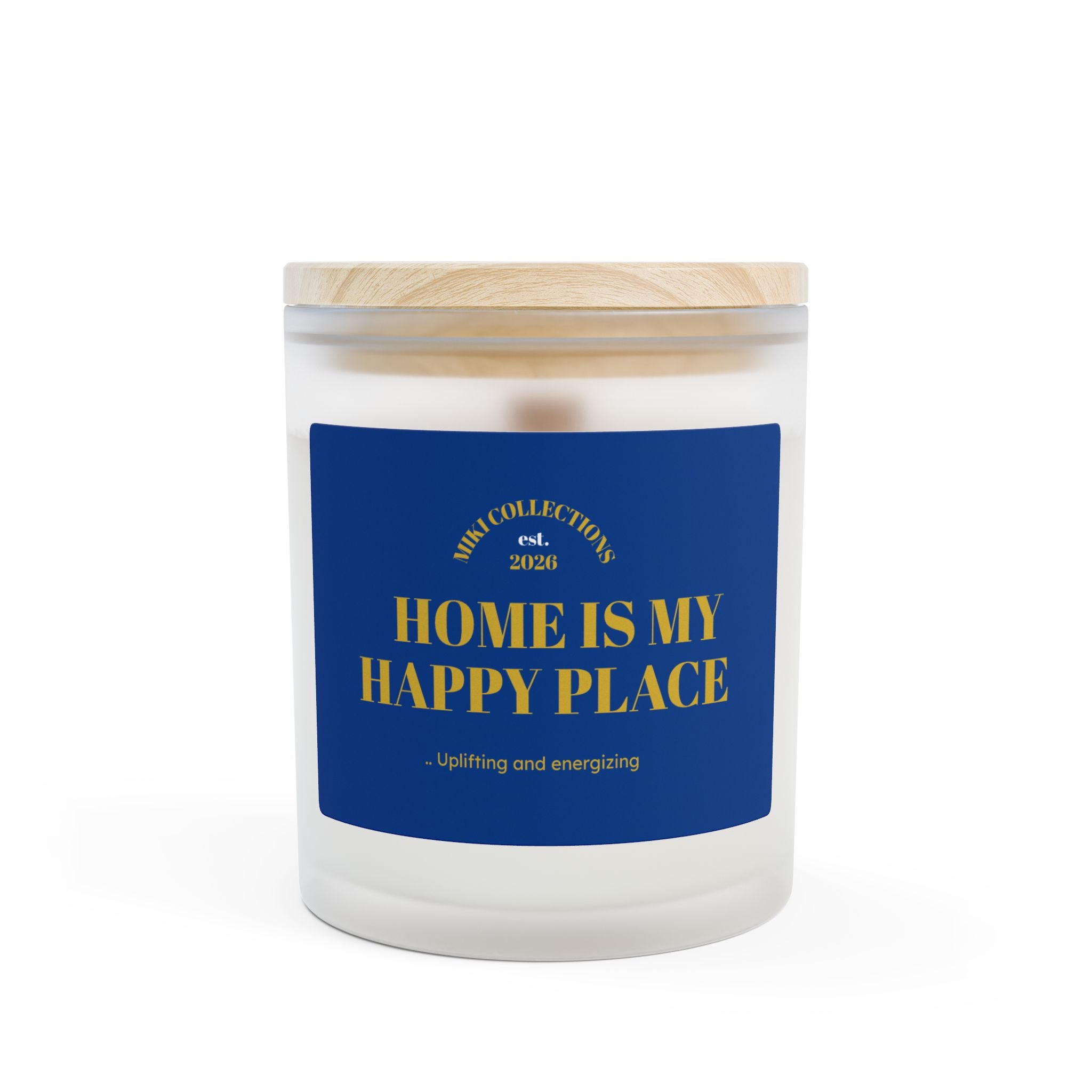 "Home Is My Happy Place" Frosted Glass Candle, 11oz