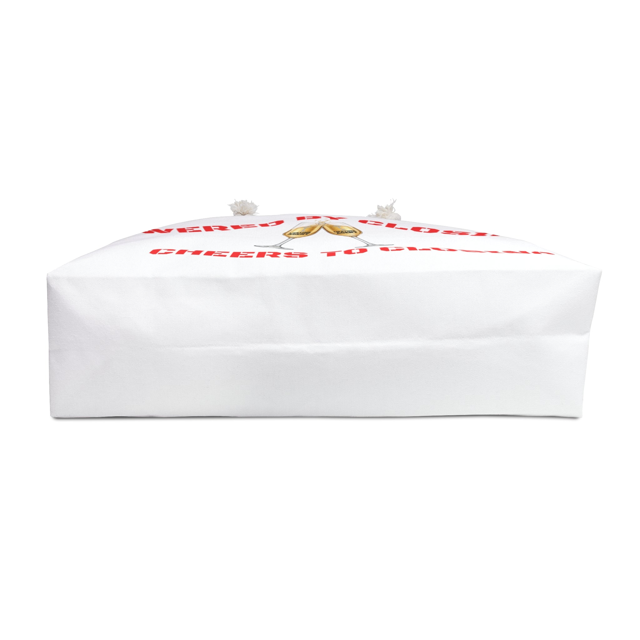 "Powered by Closings" Cheers Red/White Travel Tote
