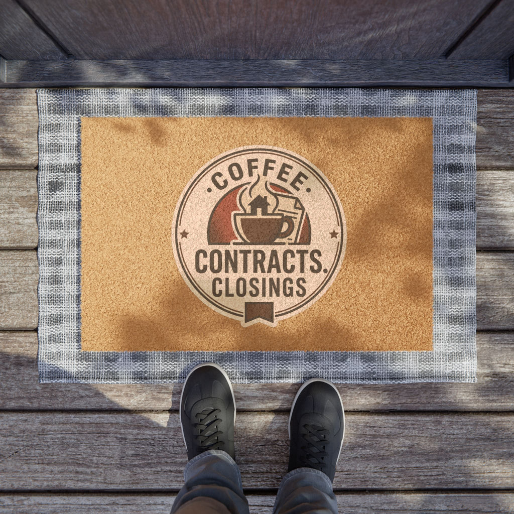 Coffee Contracts Closings Doormat — Realtor Welcome Mat