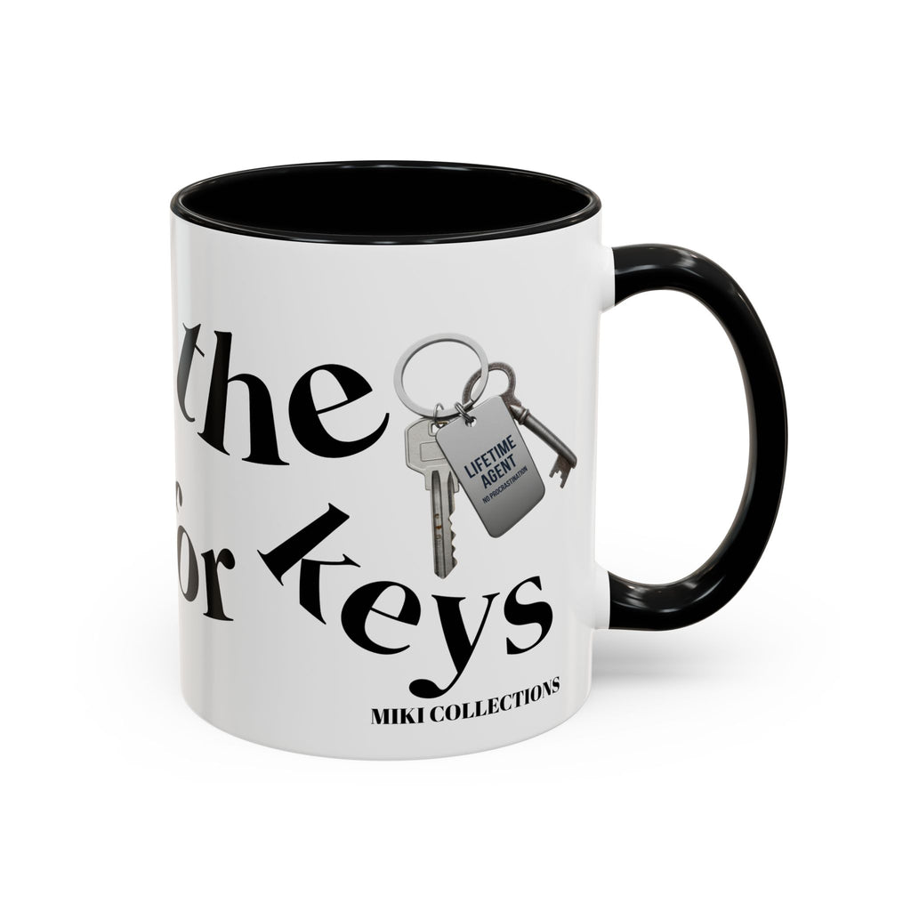 Accent Coffee Mug — 'Keys to Manifest' Black-Accent Inspirational Coffee Mug