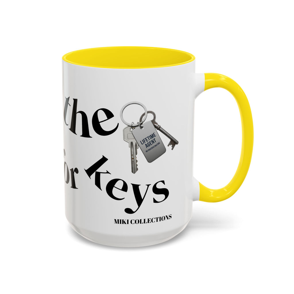 Accent Coffee Mug — 'Keys to Manifest' Black-Accent Inspirational Coffee Mug