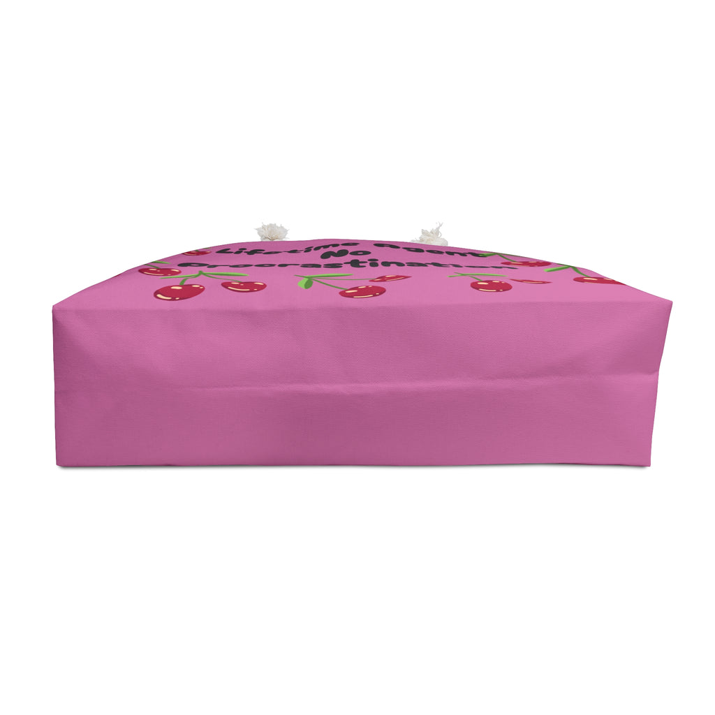 Weekender Bag — "Lifetime Agent No Procrastination" Cherry Print Travel Tote