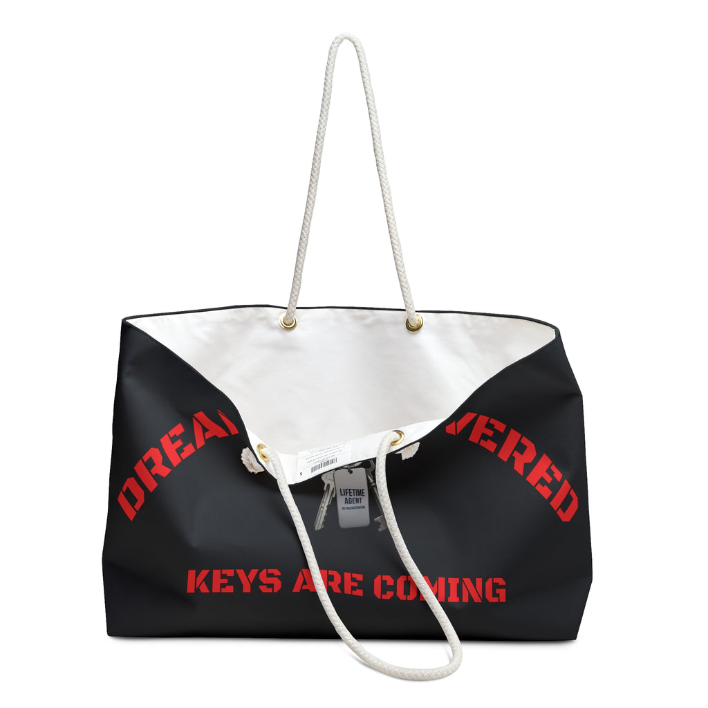 "Dreams Delivered" Black/Red Key Travel Tote