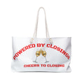 "Powered by Closings" Cheers Red/White Travel Tote