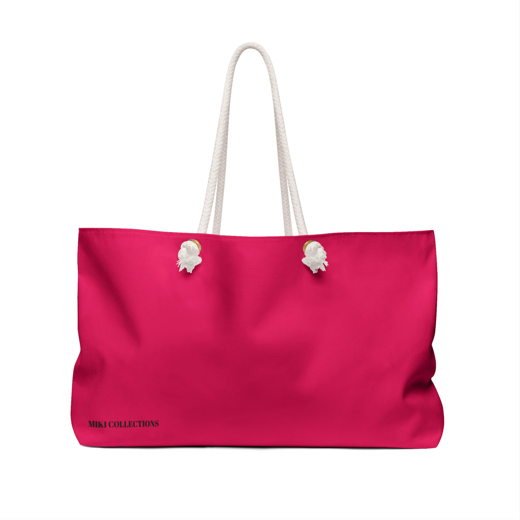 Weekender Bag — "Lifetime Agent No Procrastination" Raspberry/Cherry Print Travel Tote