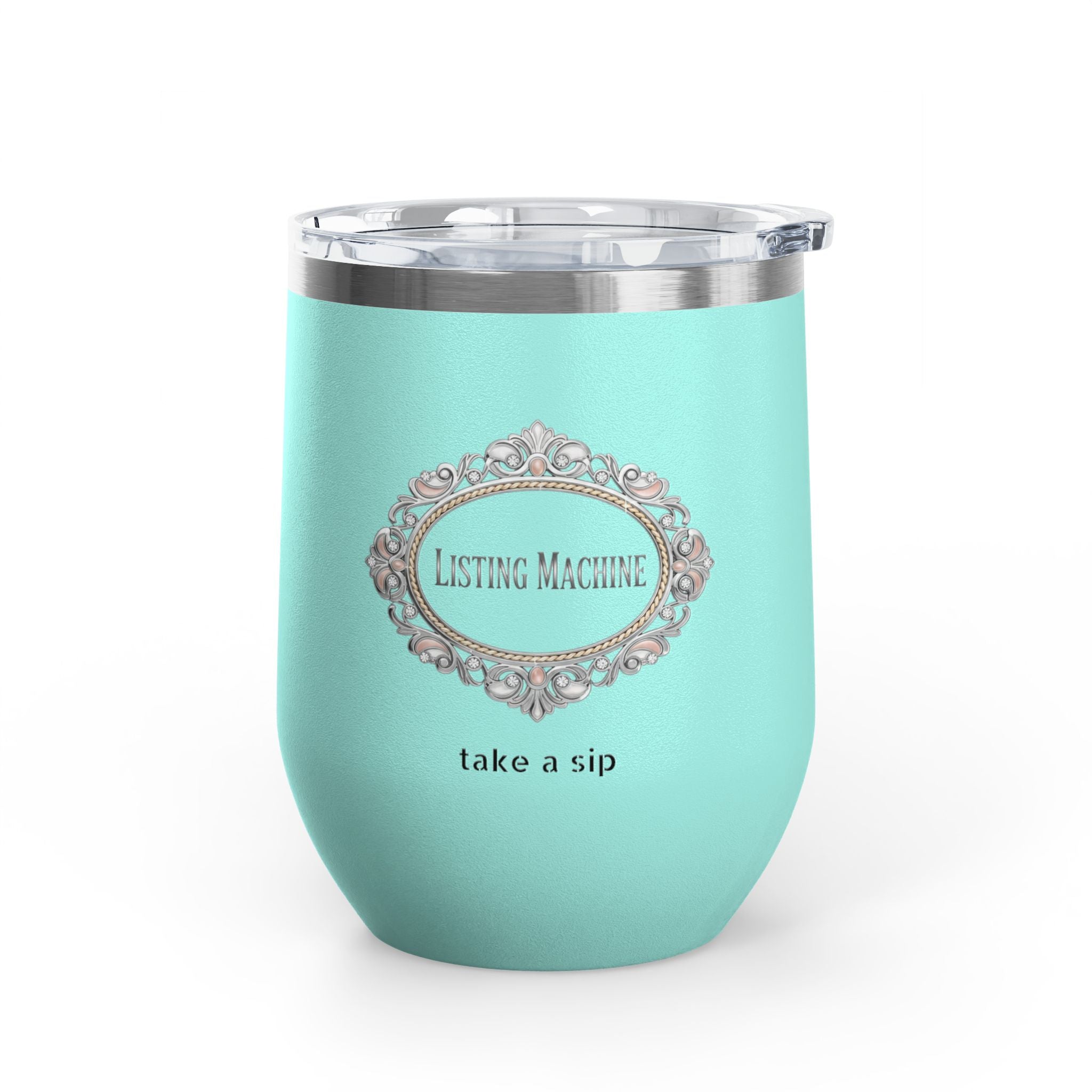 Wine Tumbler — Listing Machine "take a sip" Insulated 12oz Travel Cup