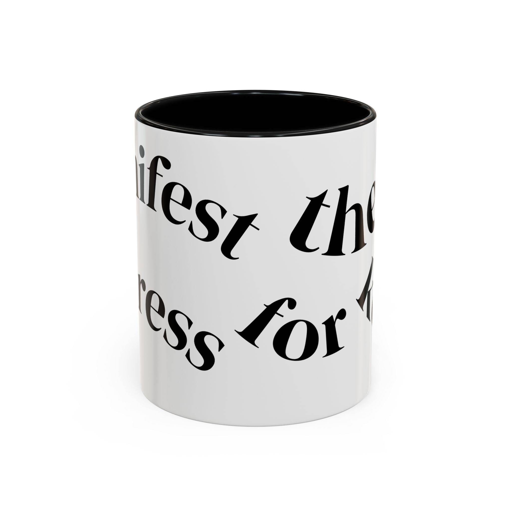 Accent Coffee Mug — 'Keys to Manifest' Black-Accent Inspirational Coffee Mug