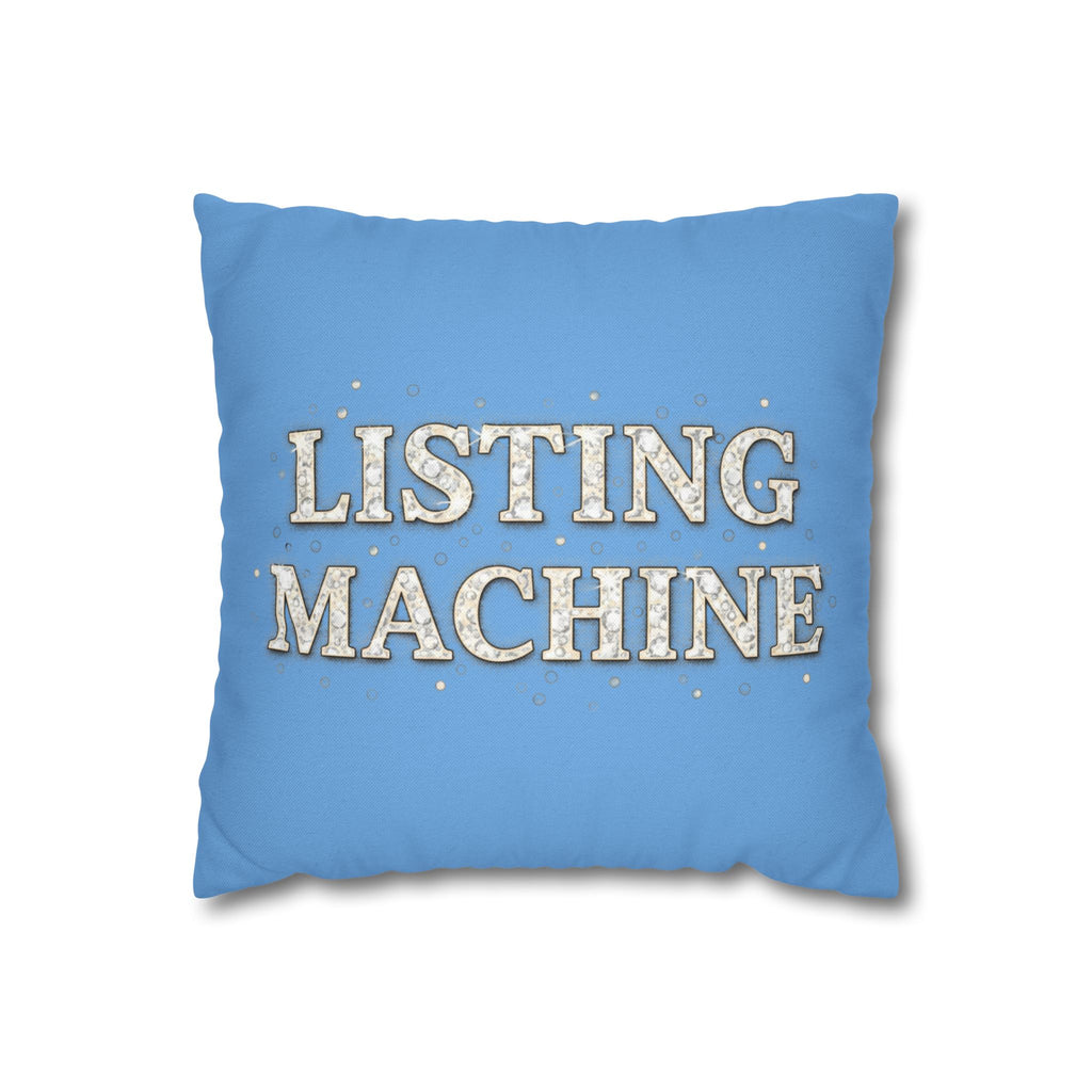 Listing Machine Square Pillowcase – Blue Decorative Polyester Throw Pillowcase