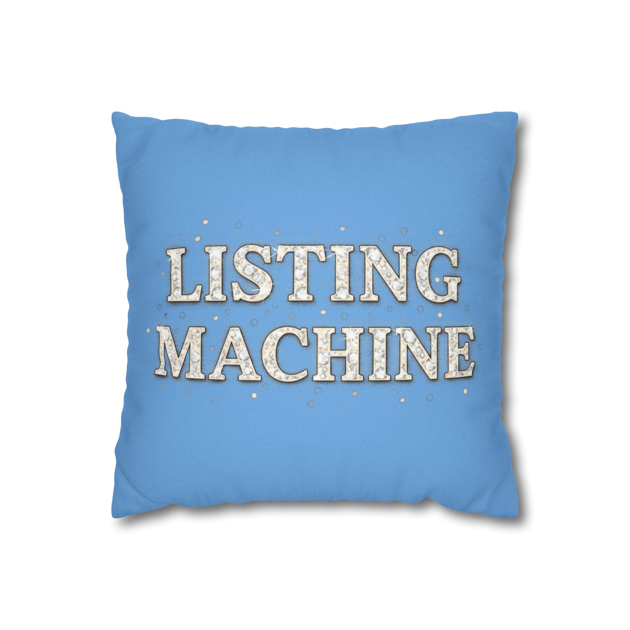 Listing Machine Square Pillowcase – Blue Decorative Polyester Throw Pillowcase