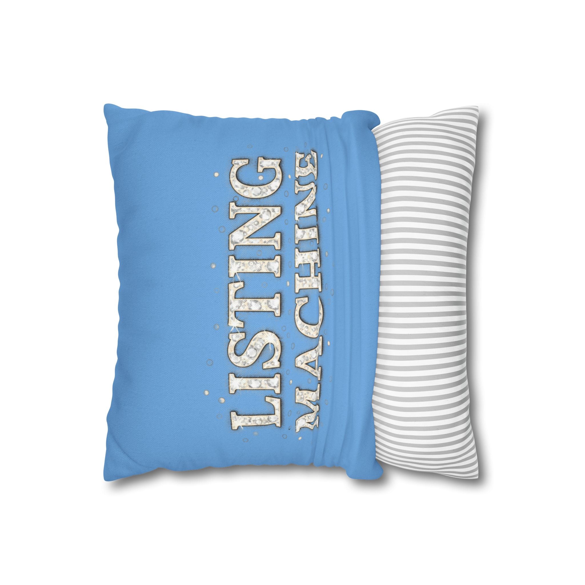 Listing Machine Square Pillowcase – Blue Decorative Polyester Throw Pillowcase